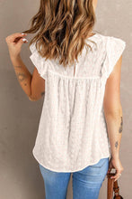 Load image into Gallery viewer, Solid Eyelet Ruffled Flowy Top
