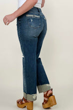 Load image into Gallery viewer, Judy Blue Mid-Rise Destroy &amp; Single Cuff Dad Jean Straight Jeans
