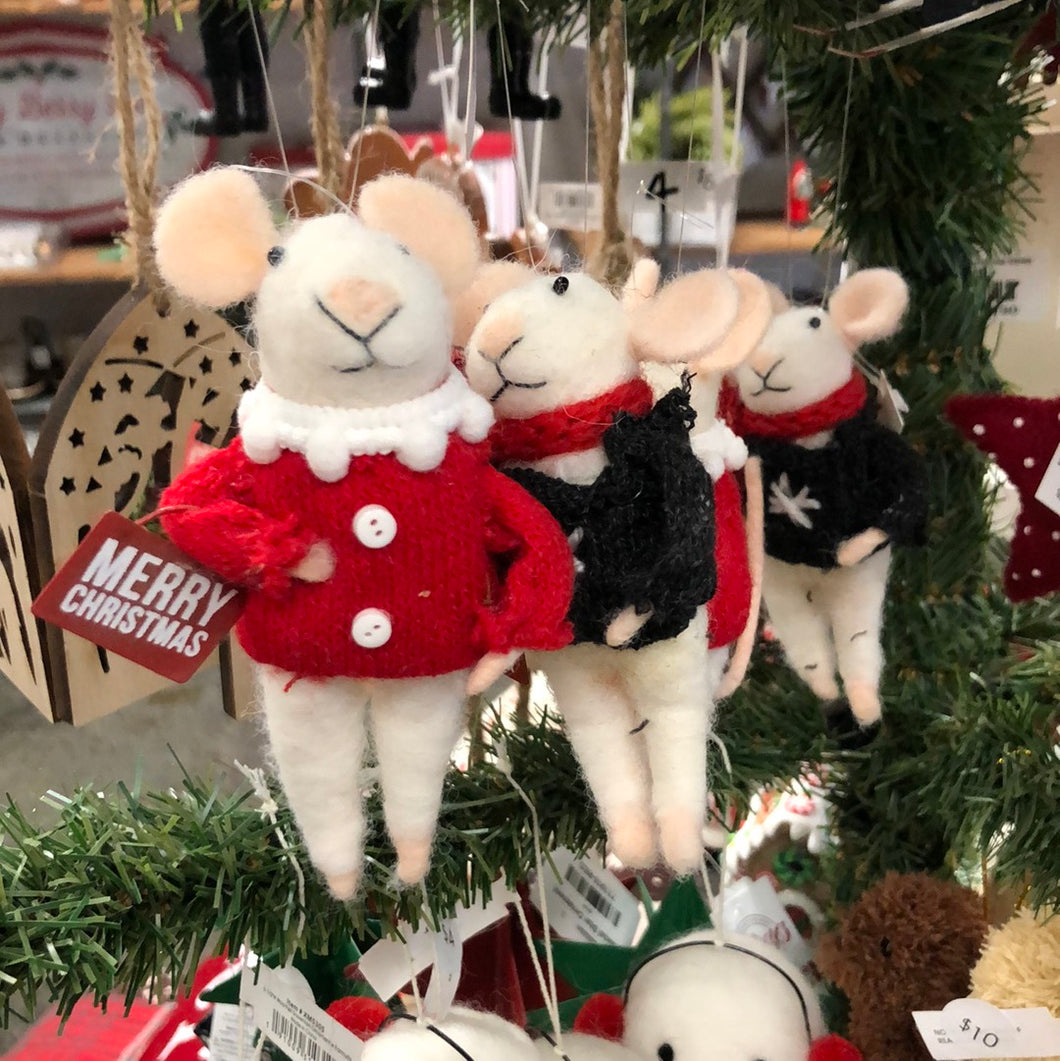 Wool Felt Christmas Mouse