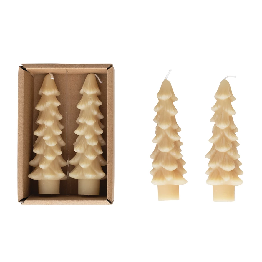 Unscented Tree Shaped Taper Candle Set