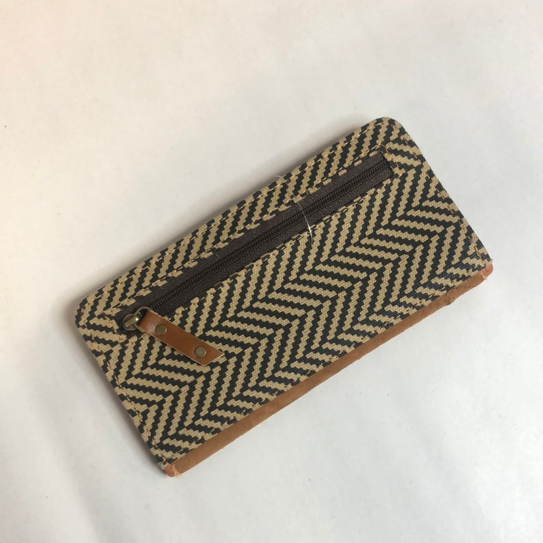 Recycled Leather Herringbone Wallet