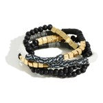 Heist & Wooden Bead Stretch Bracelet Set