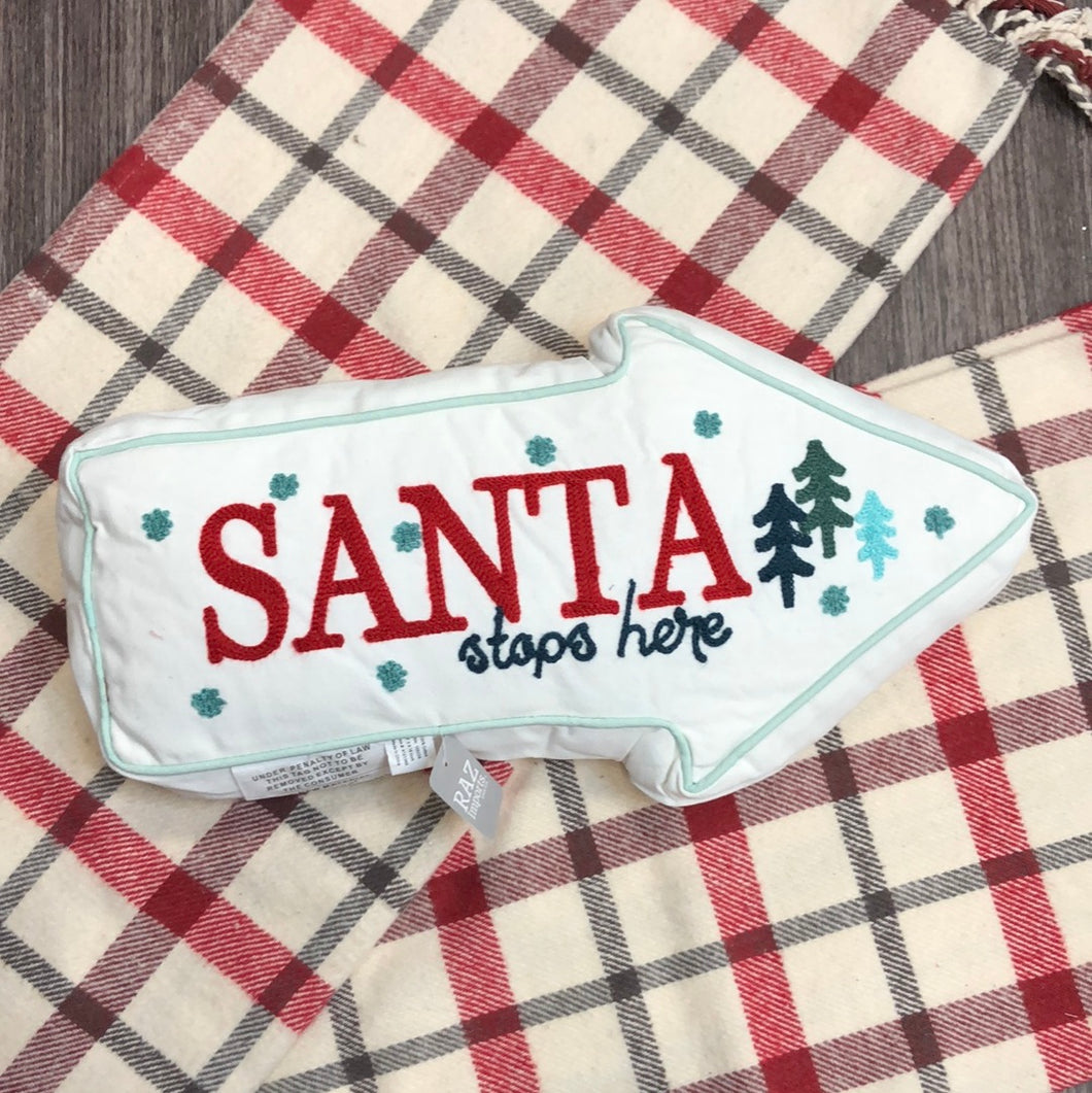 Santa Stops Here Arrow Pillow