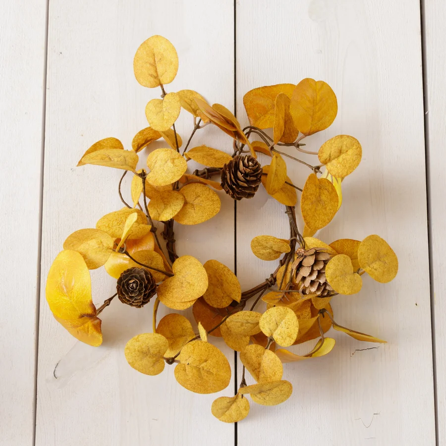 Mustard Eucalyptus & Mini Pinecones Wreath