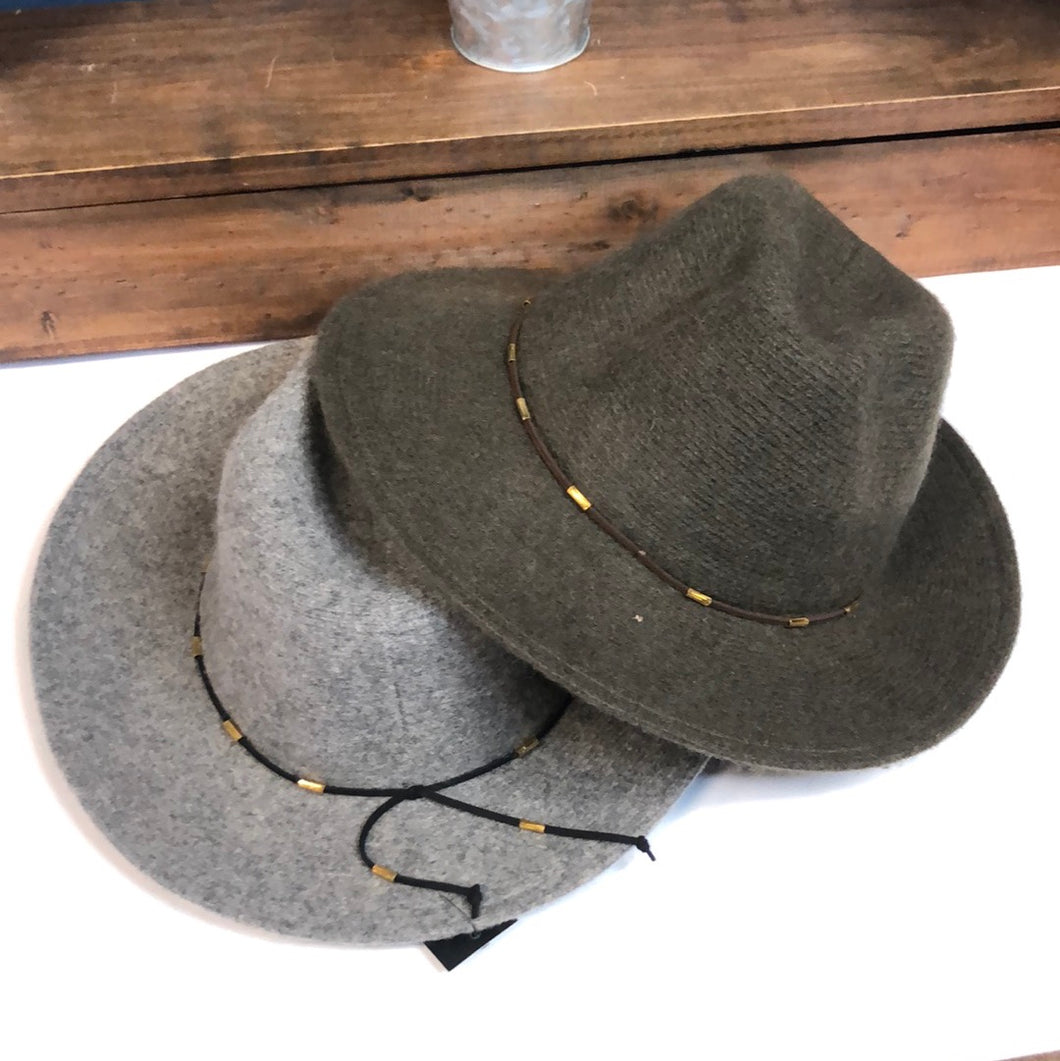 Suede Band Wool Panama hat