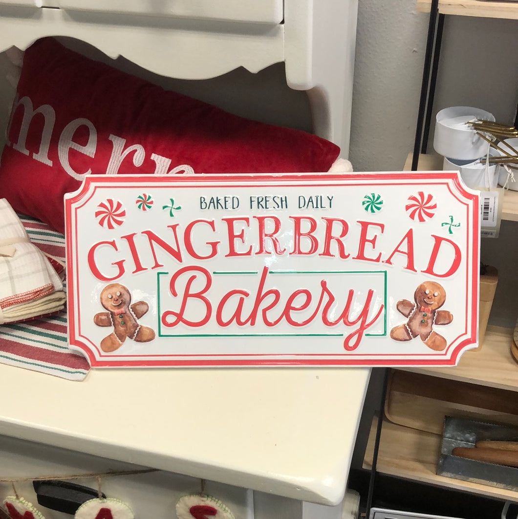Metal Embossed Gingerbread Bakery Sign