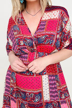 Load image into Gallery viewer, Paisley Patchwork Multicolor A-Line Maxi Dress
