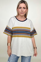 Load image into Gallery viewer, Cotton Bleu 90&#39;s Cotton Stripe Contrast Tee
