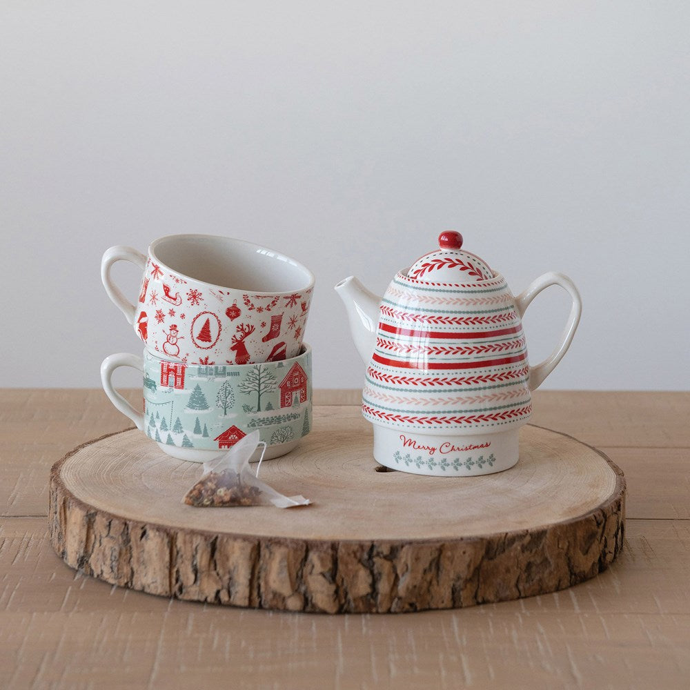 Stacking Mugs Teapot Set
