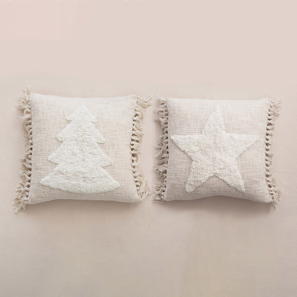 Christmas Shag Slub Tasseled Pillow